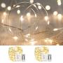 ANJAYLIA 2 Pack 33ft 100 LED Fairy Lights Battery Operated, Waterproof Twinkle String Lights, Copper Wire Dimmable Firefly Lights with Remote Control Timer, Warm White