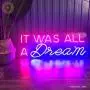 It was All a Dream Neon Light Quote for Your Bedroom Wall Decor| Glass Neon Sign with LED Lights Party Sign for Events