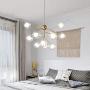 Dellemade DD00134B Plug in Sputnik Chandelier 12-Light Pendant Light with 16 ft Cord Bulbs Included,Black (Gold)