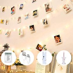 YJFWAL 100 LED Photo Clip String Lights with 50 Clips, Battery/USB Powered 8 Modes 33Ft Fairy String Lights with 20 Nails for Bedroom Wall Decor to Hang Card & Pictures (Warm White)