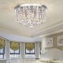 Modern K9 Crystal Chandelier Lighting, A1A9 Round Flush Mount LED Ceiling Light Fixture, Elegant Chrome Pendant Lamp for Dining Room Bathroom Bedroom Livingroom Lounge (Diameter 16)