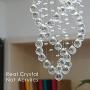Fashionou Mini Crystal Chandelier, Spiral Raindrop Chandelier for Dining Room, Bathroom Fixtures Small Crystal Chandelier for Bedroom 4 LED Lighting Fixtures
