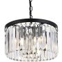 Cuaulans Modern Crystal Chandelier, Black Finish Semi Flush Mount Ceiling Light Fixture Pendant Lamp for Dining Room Bathroom Bedroom Livingroom