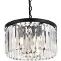 Cuaulans Modern Crystal Chandelier, Black Finish Semi Flush Mount Ceiling Light Fixture Pendant Lamp for Dining Room Bathroom Bedroom Livingroom