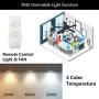 WINGBO Ceiling Fan with Light, 52'' Nickel Ceiling Fan Light Kit with Remote Light for Living Room, Kitchen, Bedroom, Hugger Fan