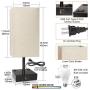 Touch Control Beside Table Lamp, Wesen 3-Way Dimmable Nightstand Lamp with QC 3.0 USB & PD 3.0 Type-C Charging Port & 2 Power Outlets, A19 LED Bulb Included, Classic Desk Lamp for Living Room Bedroom