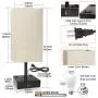 Touch Control Beside Table Lamp, Wesen 3-Way Dimmable Nightstand Lamp with QC 3.0 USB & PD 3.0 Type-C Charging Port & 2 Power Outlets, A19 LED Bulb Included, Classic Desk Lamp for Living Room Bedroom
