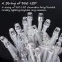 EMITEVER String Lights Indoor/Outdoor - Waterproof Ultrabright & Safe - 8 Modes Twinkle Lights 66FT 300LED, UL Plug in Christmas String Lights for Bedroom (Cold White)