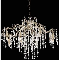 Branches Silver Champagne Large Chandelier 31'' Wide Modern Clear Crystal Strands 8-Light Fixture for Dining Room House Foyer Kitchen Island Entryway Bedroom Living Room - Possini Euro Design