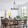 Farmhouse Chandelier, Kitchen Island Lighting in Rustic Faux Wood Metal and Wagon Wheel Finish, 26 Ceiling Light Fixture for Dining Room