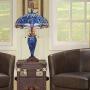 Capulina Tiffany Table Light, 3-Light Tiffany Style Table Lamp with Night Light, Beautiful Dragonfly Style Stained Glass Table Lamp, W15.9'' X H24'' Double Lit Tiffany Style Desk Lamp for Living Room