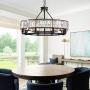 APBEAMLighting Luxury Round Crystal Chandelier Retro Pendant Lighting Hanging Ceiling Light Led Dimmable Fixture with Adjustable Chain for Living Room Dining Room Black 31.5