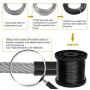 Outdoor String Lights Hanging Kit, Globe Light String Suspension Kit, Cable Guide Wire for String Lights in Black Vinyl-Coated, 164 Ft Stainless Steel Lights Rope