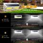 JUSLIT Solar Lights Outdoor, 144 COB LEDs Motion Sensor Light, 2 Modes Wireless Security Wall Lighting W/ 270° Wide Angle, IP65 Waterproof for Patio, Garden, Deck, Porch, Pathway, Garage (MAX 1PK)