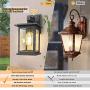 2-Pack Outdoor Wall Lanterns with Dusk to Dawn Sensor Photocell Exterior Porch Light Fixtures, Waterproof, Anti-rust, Matte Black Outside Wall Sconces with Seeded Glass for Entryway Garage, E26 Socket