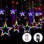 Blingstar Star Curtain Lights 138 LED 12 Star Multicolor Christmas Lights 8.2ft Connectable Window Lights with Remote Plug In Curtain String Lights for Indoor Outdoor Room Birthday Wedding Party Decor