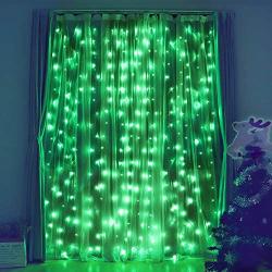 Fiee Curtain Lights,304L 9.8ftX9.8ft 30V 8Modes Safety Window Lights with Memory for Home Wedding Christmas Party Patio Lawn Garden Bedroom Outdoor Indoor Wall Decorations (304LED, Green)