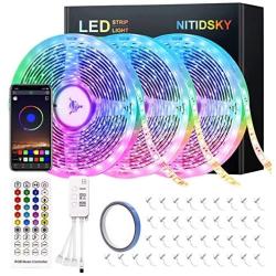 LED Strip Lights, 50FT/15M RGB Waterproof Music Sync Light Strip,Indoor/Outdoor Color Changing Strip Tape Lights with Extra Accessories Kit for Ceiling, Bedroom, Cupboard, Kitchen,Bar, DIY Decoration