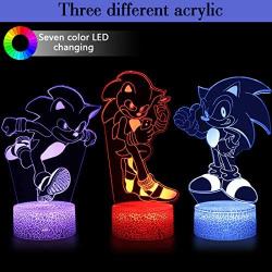 3D Sonic Toys Night Light,Hedgehog Night Light Anime Table Lamp with Remote Control Kids Bedroom Decoration,Creative Lighting for Kids and Sonic The Hedgehog Fans Christmas and Birthday Gifts