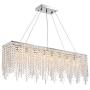 7PM Modern Linear Rectangular Chandelier Crystal Hanging Pendant Light Polished Chrome Frame Fixture for Dining Room Kitchen Island Length 47''