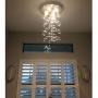 Munsinn Modern Glass Raindrop Chandelier 4-Lights Flush Mount LED Ceiling Light Fixture Pendant Lamp for Dining Room Bathroom Bedroom Livingroom