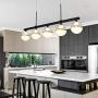 Joyxeon 5-Light Kitchen Island Lighting Farmhouse Dining Room Lighting Fixtures Hanging, Integrated LED Kitchen Bar Linear Chandeliers Industrial Pool Table Light, 3000K Warm White - Black & Gold