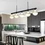 Joyxeon 5-Light Kitchen Island Lighting Farmhouse Dining Room Lighting Fixtures Hanging, Integrated LED Kitchen Bar Linear Chandeliers Industrial Pool Table Light, 3000K Warm White - Black & Gold