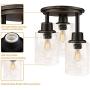 Semi Flush Mount Ceiling Light, 3-Light Close to Ceiling Light Fixtures, Vintage Oil-Rubbed Bronze Finish with Clear Seeded Glass Shade Chandelier Lighting for Stairs Porch Hallway Entryway Kitchen