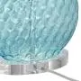 Nancy Coastal Accent Table Lamp Round Blue Dimpled Glass White Oval Shade for Living Room Family Bedroom Nightstand Office - 360 Lighting