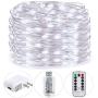 HSicily 49ft 150 LED Fairy Lights Plug in with Remote Control Timer, 8 Modes USB String Light with Adapter,Cool White LED Twinkle Lights for Christmas Thanksgiving Bedroom Indoor Decoration