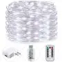 HSicily USB Plug in Fairy Lights with Remote Control Timer, 8 Modes 40ft 120 LED USB String Lights with Adapter,Cool White LED Twinkle Lights for Christmas Bedroom Indoor Decoration