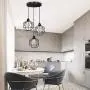 bgLight Industrial Semi Mount Pendant Light, 3 -Light Cage Haning Light Cluster Ceiling Chandeliers Pendant Lighting Fixture for Kitchen Isand, Dining Room,Living Room,Stariway -Black