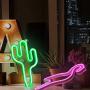 Flamingo & Cactus Neon Lights, Creative LED Neon Signs for Bedroom, Kids Room, Beer Bar, Birthday Party, Childrens Gift