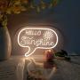 Divatla Unique Warm White Neon Light Sign with 3D Art Hello Sunshine Neon Lights for Bedroom Sign, Upgrade Hello Sunshine Neon Signs for Bedroom Decor, Light Dimmable Neon Sign.