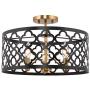 Kira Home Sutton 16'' 3-Light Modern Semi-Flush Mount Ceiling Light, Metal Drum Shade, Warm Brass + Black Finish Kira Home Sutton 16'' 3-Light Modern Semi-Flush Mount Ceiling Light, Metal Drum Shade, Warm Brass + Black Finish