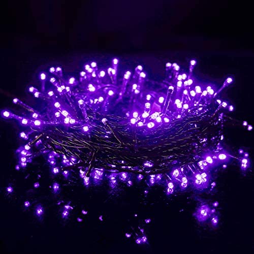 Twinkle Star 66FT 200 LED Indoor String Lights, Plug in String Light 8 Modes Waterproof for Outdoor Halloween Party Christmas Wedding Bedroom Decorations (Purple)