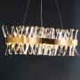 Siljoy X-Shape Crystal Chandelier Modern Led Pendant Lighting Gold Hanging Light Fixture with Metal Body Clear Shade for Dining Room Living Room Kitchen Island 40.5 Inches