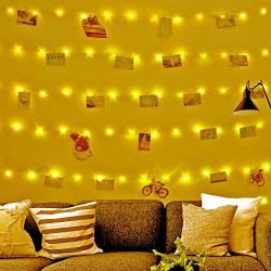 Photo String Lights, 33Ft 100 LED Fairy Lights, String Lights with Remote for Bedroom Dorm Birthday Night Wedding Christmas Decorations(Clips not Included)