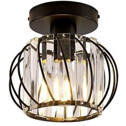 YLONG-ZS Semi Flush Mount Ceiling Light Fixture for Farmhouse Kitchen, Hallway, Porch, Black Rustic Industrial Style, Ceiling Light Covers