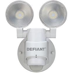 LED Motion Sensor Security Light By Defiant | 180 Degree 180 Degree 2-Head White Outdoor Weatherproof Spot Lights | Bright Lumens |Tool-less Lamp Adjustments