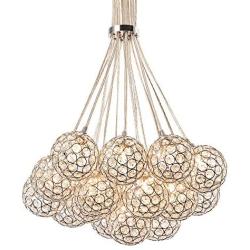 Maxax Contemporary Crystal Chandeliers Ceiling Lighting Pendant Lamp with Crystal Balls for Dining Room, Living Room,Foyer（16 Lights Chrome）