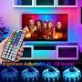 LUXJET 50ft Led Strip Lights Kit RGB 5050 Color Changing LED Strips with 44Key IR Remote and DC24V Adapter Tape Light for Bedroom Kitchen Bar TV Home