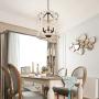 Wood Chandeliers for Dining Rooms, 5-Light Farmhouse Chandelier, Lantern Pendant Lighting for Kitchen Island, Foyer, Living Room, White, 16.5”W x19”H