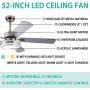 Andersonlight Fan 52'' LED Indoor Stainless Steel Ceiling Fan with Light and Remote Control