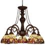 Capulina Handcrafted Tiffany Glass Chandelier, 5 Lights Tiffany Ceiling Light Fixture, Victorian Lampshade Dinning Room Lighting Fixtures Hanging, Antique Kitchen Lights CL078802-5CP