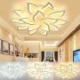 10 + 5 LED Flower Ceiling Lights Modern Acrylic Lights White Chandelier 3 Colors Adjustable Suitable for Living Room, Bedroom, Dining Room, Study Room 110V (2)