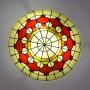LITFAD Tiffany Traditional Ceiling Mount Light Bowl Shade Stained Glass Mission Inverted Ceiling Lamp Flush Ceiling Light Pendant Lighting for Living Room Bedroom Hotel Cafe - Red, 16''(40cm)