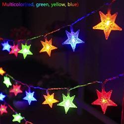 Xingpold Star String Lights Battery Operated Christmas Star Lights 50 LED 16.4 ft Color Changing Star Fairy Lights with Remote Dimmable Star Lights for Bedroom Kids Tent Christmas Garden Balcony Decor