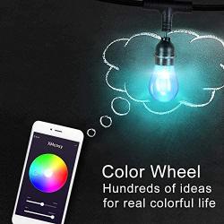 Outdoor String Lights - Patio Lights Color Changing String 15 LED Bulbs, 2.4GHz Wi-Fi App Controlled, Waterproof/Shatterproof 49Ft Extendable Color Wheel & Custom Scene for Christmas Works with Alexa