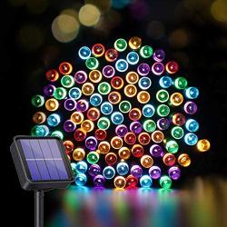 SUDDUS 100 LED 33ft Solar Christmas Lights, Solar Powered Christmas Lights With 8 Lighting Modes, Waterproof Multicolors Green Wire for holiday décor, Indoor Outdoor Patio Yard Trees Wedding Party